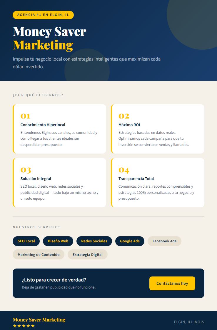 ¿Por qué Money Saver Marketing es la Mejor Agencia de Marketing en Elgin, IL?